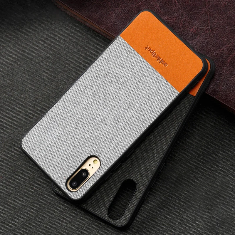 

Wangcangli Canvas stitching cowhide phone case for Huawei p20 pro phone protection case all-inclusive phone case