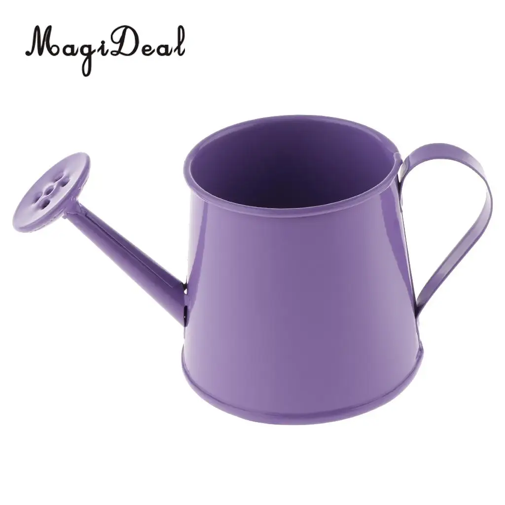 Pastoral Style Colorful Tin Flower Pot Mini Bonsai Watering Can Pot Succulent Plants Vase Decor