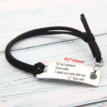 

Leather Rope Bracelet Engraved Drive Safe I Need You Here With Me Your Wife For Husband Bracelet Gift Fashion Jewelry