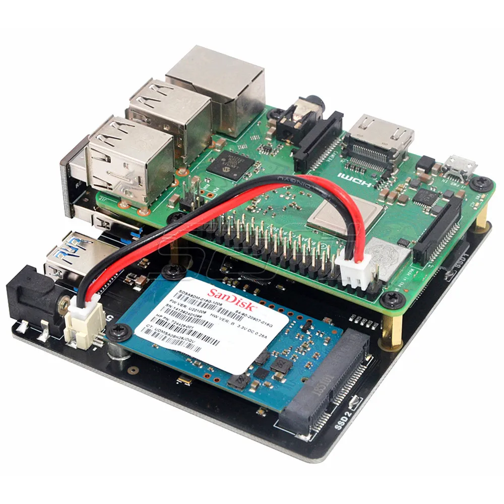  52Pi X852 Dual MSATA SSD Schild USB 3.0 Modul Lagerung Expansion Board Power Adapter für Raspberry 