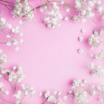 

Pink Photography Backdrops White Flowers Backgrounds for Photo Studio New Born Baby Photo Shoot Vinyl Cloth Customize Photophone