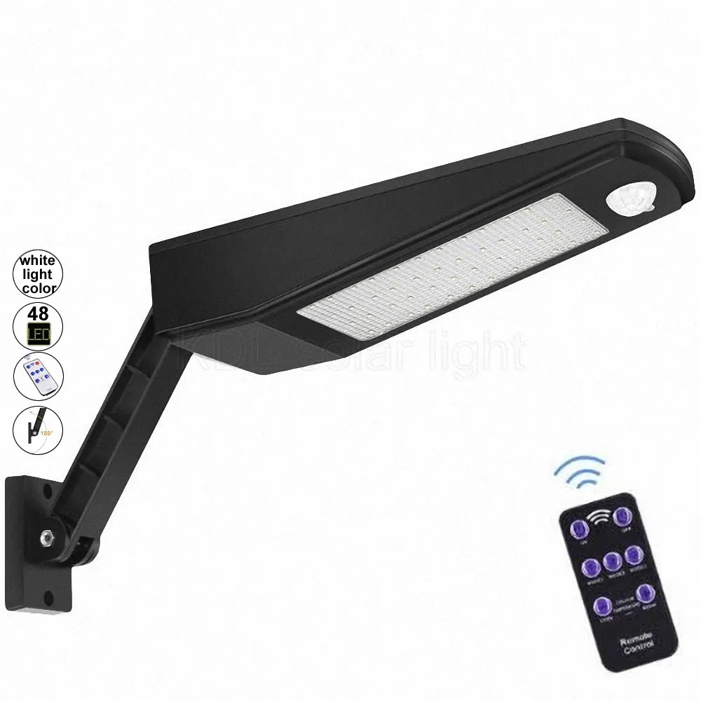 

48 LED 800 LM Solar Lamp Human Body duction Wall Light 3 Modes Dimmable Outdoor Garden Yard Path Lamp with Remote Control ip65 S