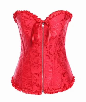 Wholesale-Plus-Size-Sexy-Red-White-Zipper-Lace-Up-Corsets-and-Bustiers-Thong-Women-Lingerie-Lacing (1)