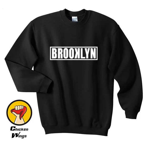 Brooklyn блока печатных Мужская рубашка NYC США SWAG улица Битник Graphic Top Crewneck Толстовка Унисекс более Цвета XS-2XL