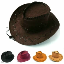 Мужские Женские твердые Западный Ковбой Девушка-ковбой шляпы Ретро Панама Sunhat Повседневная Зажимная крышка