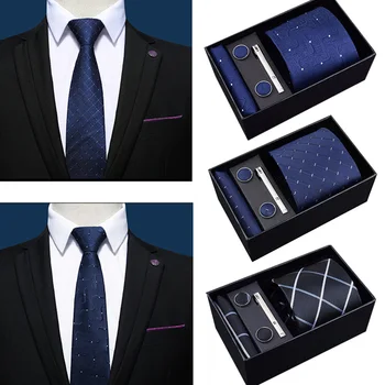 

Men Fashion Noble Tie Clip Business Necktie Sets Luxurious Set Party Tie Set New Design Gift Box Daily Life Wedding
