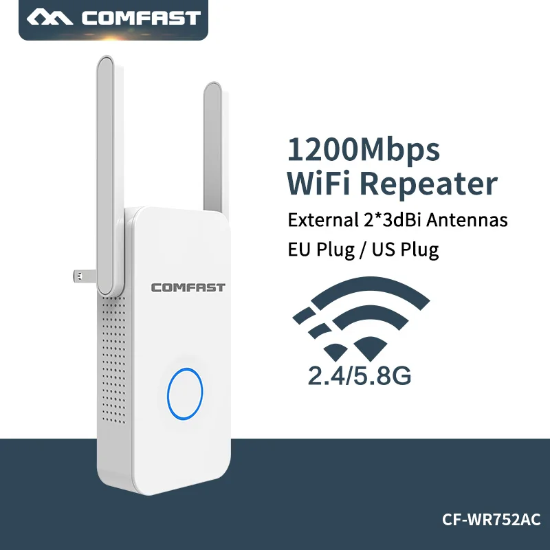 

COMFAST Signal Booster 5Ghz Dual Band Network 2 * 3dbi Antenna Range Extender 1200Mbps Wireless Wifi Repeater Router