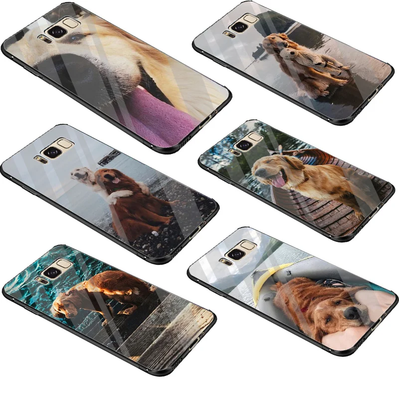 Чехол из закаленного стекла Desxz Dog Golden Retriever для Samsung Galaxy S7 Edge S8 S9 Plus S10 Note 8 9 |