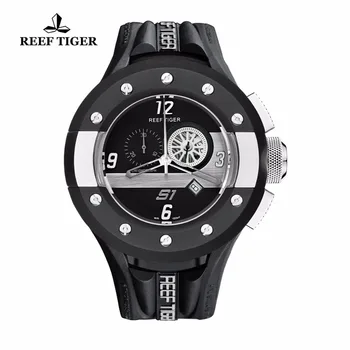 

Reef Tiger/RT Chronograph Sport Watches for Men Dashboard Dial Watch with Date Quartz Movement Steel Watches RGA3027