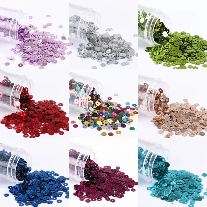 2000pcs/Pack (10g) 4mm Silver-Based Flat Round PVC Loose Sequins Paillettes Wedding Craft, Housewear Furnishings Sew
