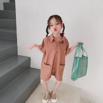 

Baby Romper Short Sleeves Baby Crotch And Crawling Suits Cotton Solid Kids Summer Jumpsuits