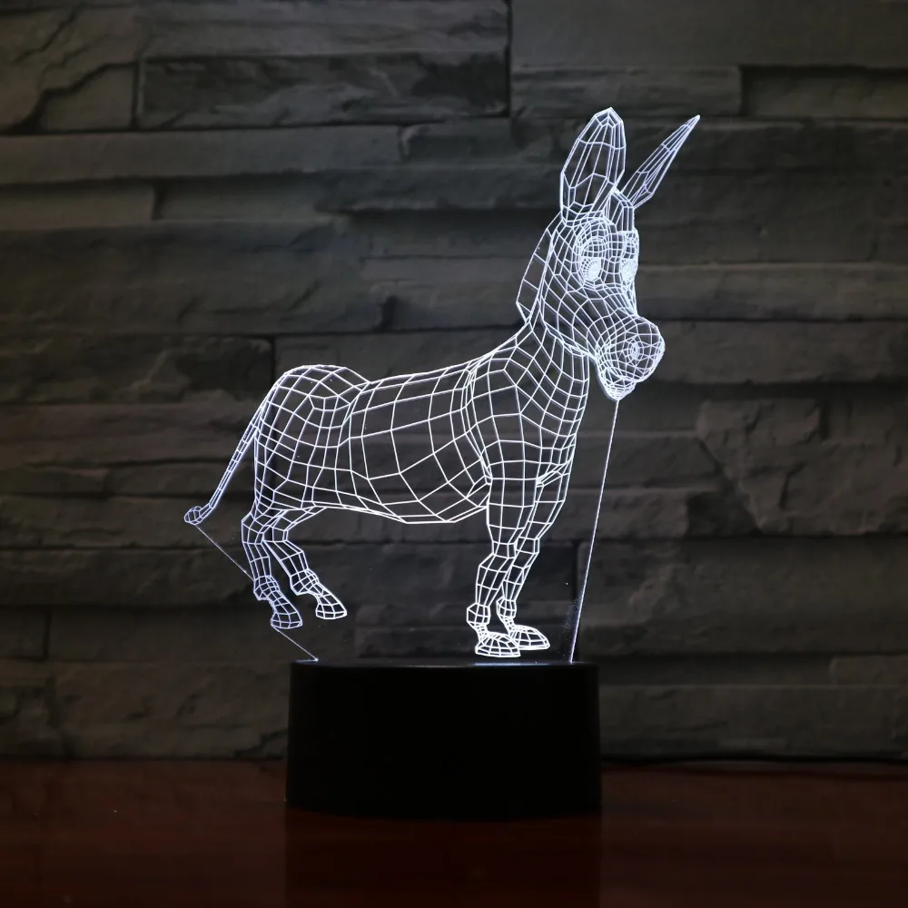 Животных Осел 3D Led моделирование ночник Usb изменить ребенок настроение сенсорная кнопка дети Спальня настольная лампа освещения для дома