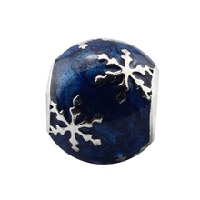 Стерлингового серебра 925 пробы синяя эмаль Delight полуночных шармов бусины для изготовления ювелирных изделий Подходит бренд браслеты perles