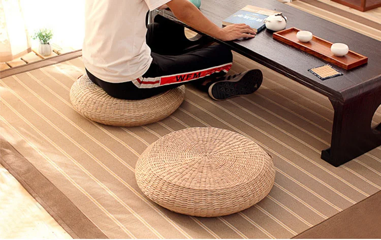 HOT SALE Tatami Cushion Round Straw Weave Handmade Pillow Floor Japanese Style Yoga Chair Sofa Adult Child Home Seat Mat 40/45cm