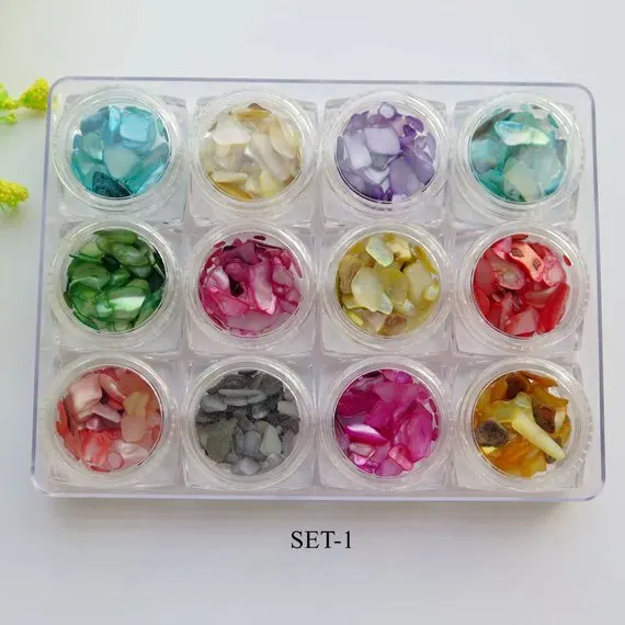 

1 set of 12 jar 3D Nail Shell Stone Gravel Nail Decals Sticker Nail Art Craft Decor Manicure Tips DIY Shell Sticker Decoraion