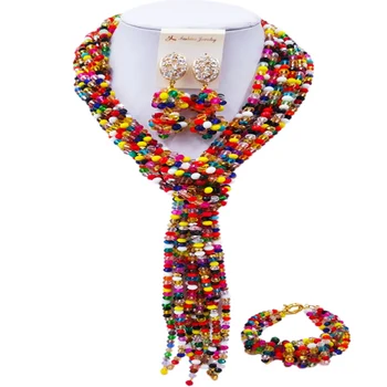 

Characteristic Multicolor African Style Crystal Beads Women and Girls Party Jewelry Sets 10C-WJ-06