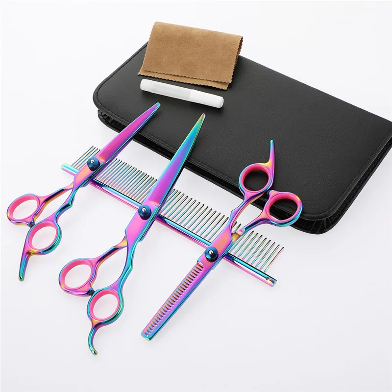 

Stainless Steel Scissors Hair Professional Barber Salon Hairdressing Shears Cutting Styling Tool 6 Inch Rainbow Pets Scissors