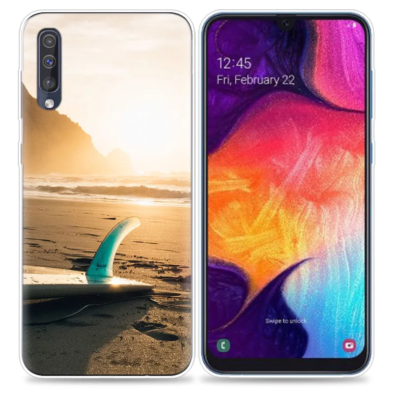 Transpatrent سيليكون حقيبة لهاتف سامسونج غالاكسي A50 A70 A30 M30 M20 A10 A20 A40 M20 غطاء الهاتف تصفح البحر المحيط