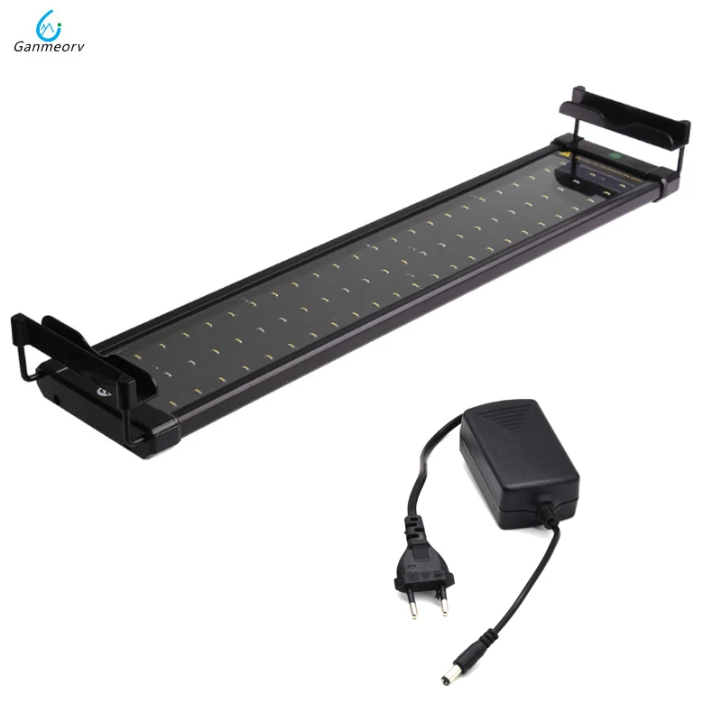 

50-75cm Aquarium LED Lighting Fish Tank Lighting Lamp with Extendable Brackets 60 White and 12 Blue LED light Aquarium