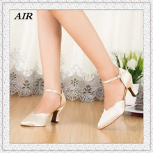 Ruffles White Ballroom Dance Shoes Latin Dancing Shoes Woman Salsa Shoes Ladies Customized Heel