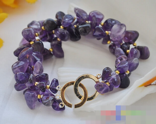 

FREE SHIPPING>>>@@ > 08803 3row nature amethyst stone original bracelet