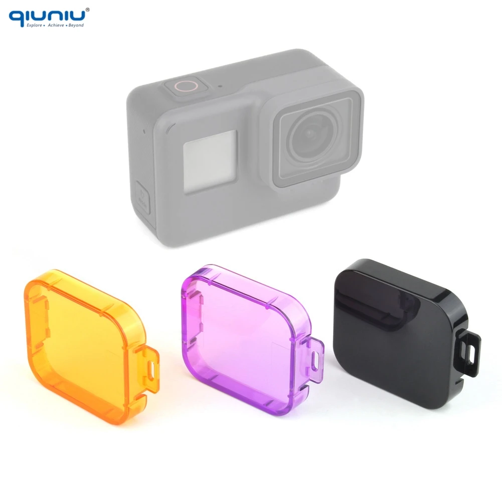 QIUNIU For GoPro Hero 5 6 Accessories Lens Cap Cover Color Correction Rigid Plastic Scuba Diving Filter for Hero5 Black | Электроника