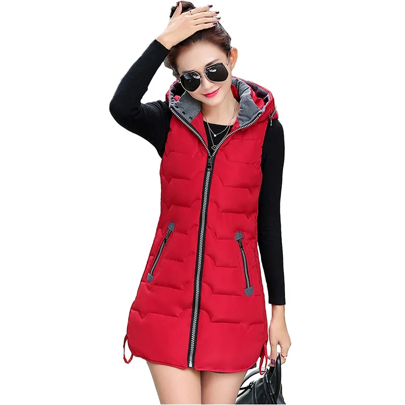 

2018 Autumn winter cotton vest jacket womens Thicken Hooded tops Plus size Slim students parkas female Waistcoat Outerwear N221