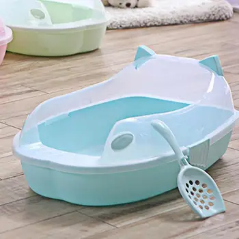 

Cat Sand Pot Semi-closed Cat Toilet Anti-splash Small Kitten Feces Open Sand Pot Cleaning Supplies Big Size