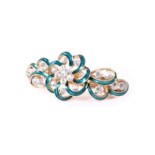 Женские вечерние зеленые цветочные дизайнерские заколка со стразами Французская заколка для волос