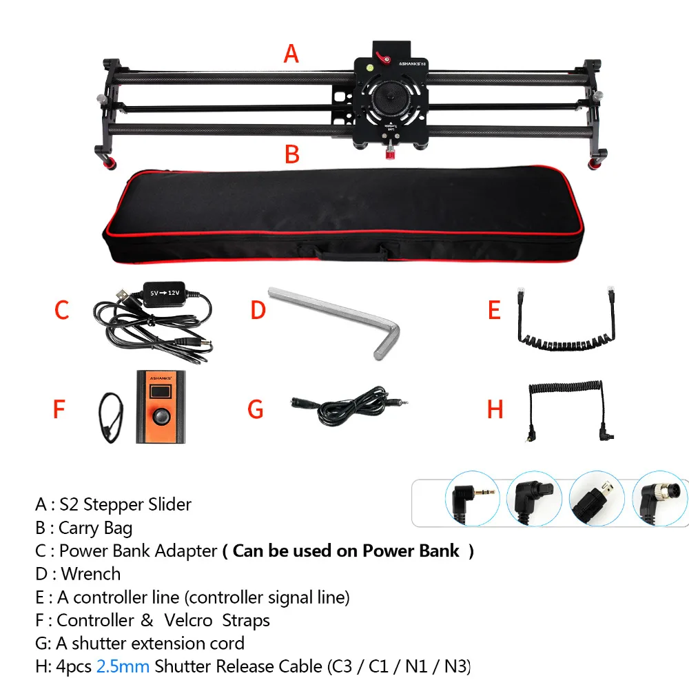 ASHANKS Stepper Motor Motorized Timelapse Video Slider Follow Focus Rail Carbon Slide for Electric Control DSLR Camera Shooting