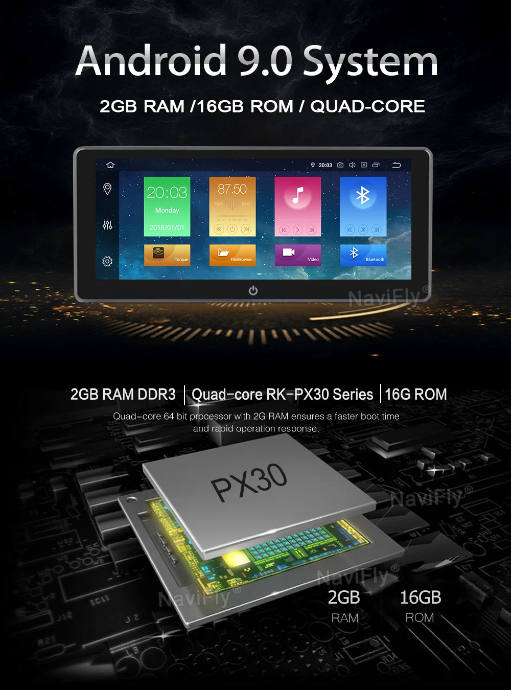 Cheap 10.25INCH Android 9.0 GPS Navigation Autoradio Multimedia DVD Player Bluetooth WIFI MirrorLink OBD2 Universal 2Din Car Radio 3