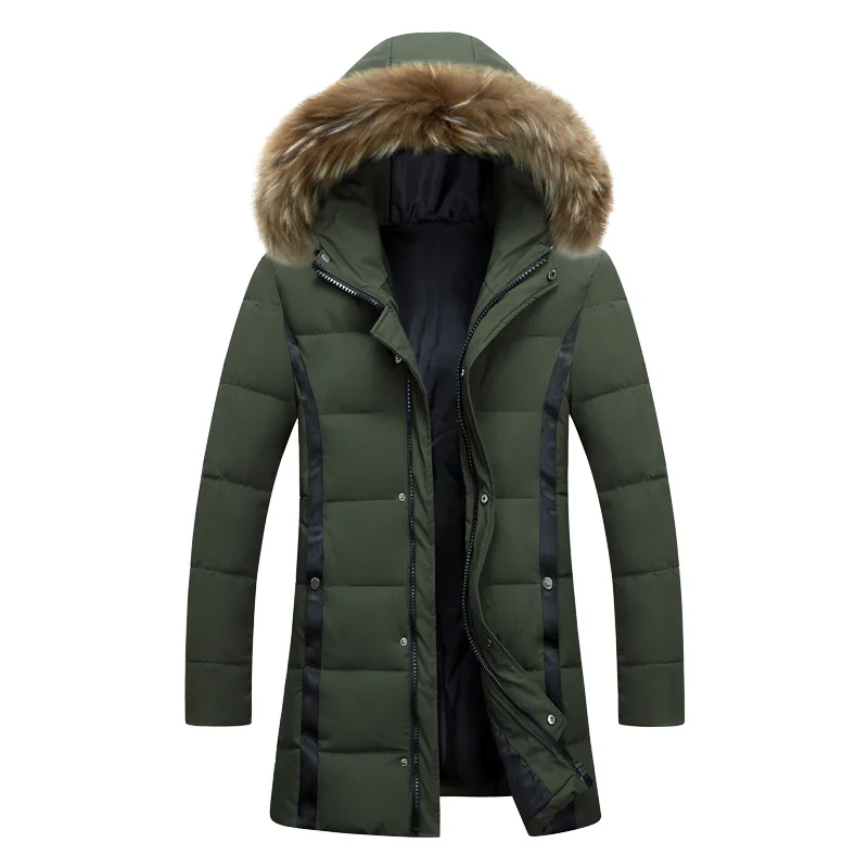 

b New Winter Jacket Men Thicken Warm Parkas Casual Long Outwear Hooded Collar Jackets and Coats Men veste homme