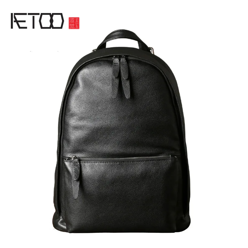 

BJYL Leather men's shoulder bag leather backpack casual Korean version of the simple new wave of large-capacity travel bag