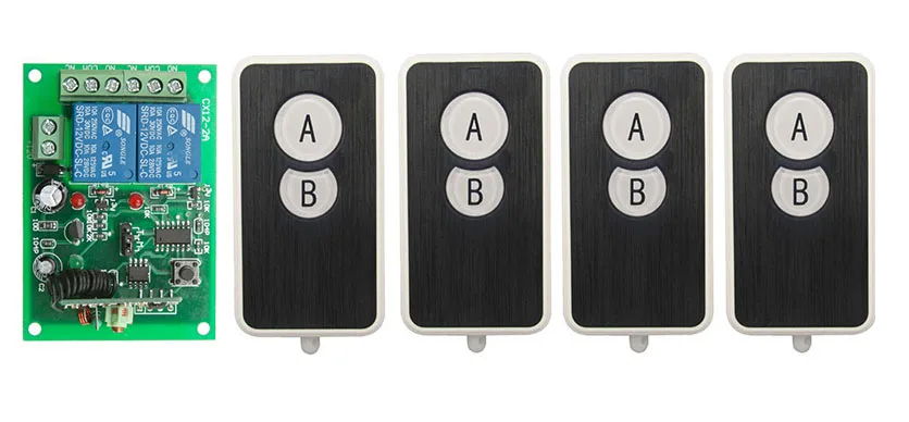 

DC12V 10A 2CH Wireless RF Remote Control Switch 4* Ultra - thin acrylic Transmitter+ 1*Receiver for Appliances Gate Garage Door