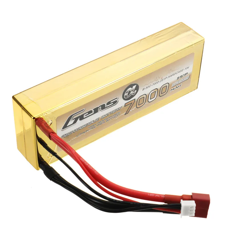 

High Quality Gens Ace 7.4V 7000mAh 50C 2S Rechargeable Lipo Battery 4mm Banana Plug for Axial AX10 Scorpion 1/8 RC Car