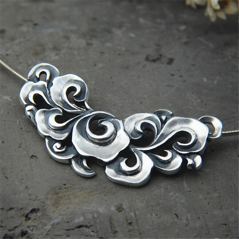 

990 Sterling Silver Auspicious Clouds Necklaces & Pendants For Women Charm Lucky Long Chain Infinity Colier Lovely Jewelry