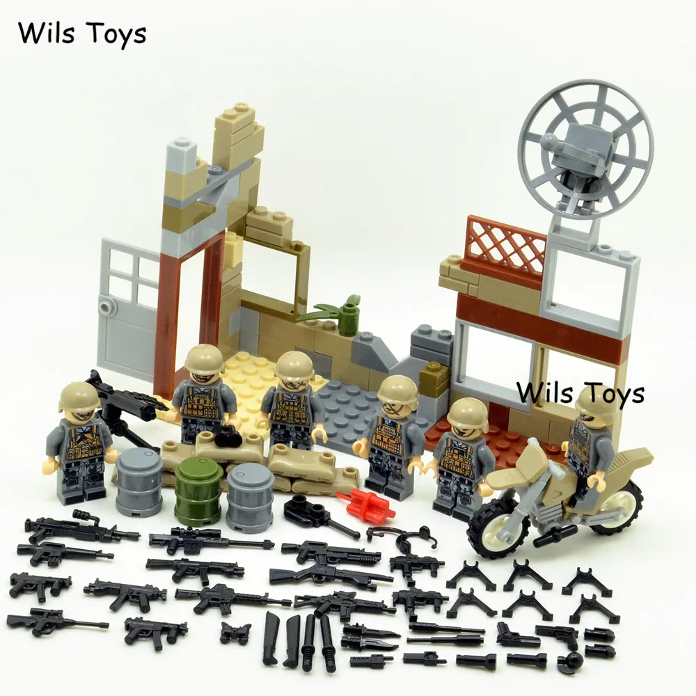 

6pcs Operation Red Sea MILITARY Soldier Army Weapon Gun SWAT WW2 Building Blocks Brick Figure Boy Educational Toys Gift Children