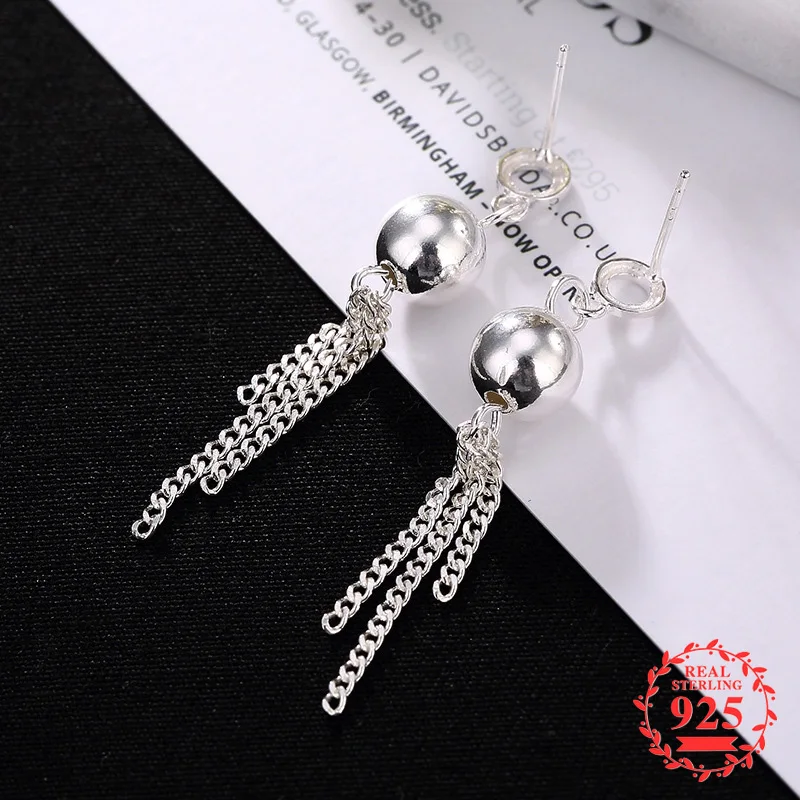 

NOT FAKE S925 Fine Jewelry Earrings 925 Sterling Silver Women Antique store Vintage Natural Retro Exquisite drop Beads
