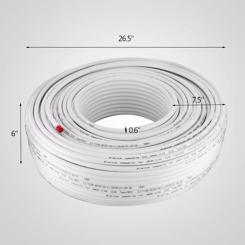 Mophorn PEX AL трубка из сшитого полиэтилена 1/2 дюйма рулон 656 фута 200 м лучистые тепловые трубки нетоксичные