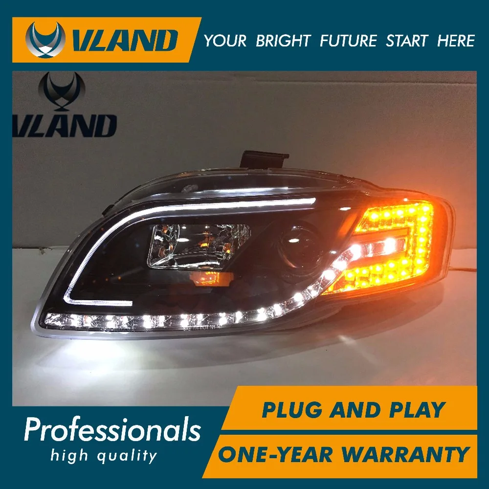 

Free Shipping for VLAND Car Head Lamp For Audi for A4 B7 LED Headlight 2005-2008 Year HID Xenon lens LED DRL