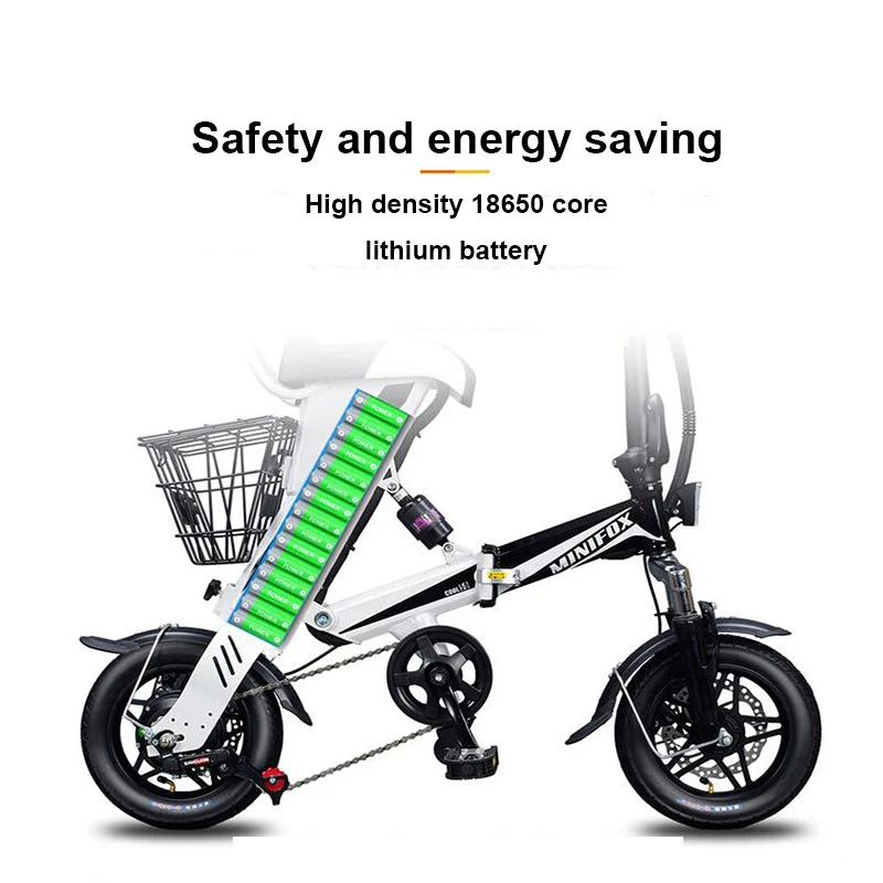 Perfect Foldable Electric Bike 36V 250w Cycle 16AH  Lithium Battery Electric Bicycle Front and Back Disc Brake Double Seat Ebike 5