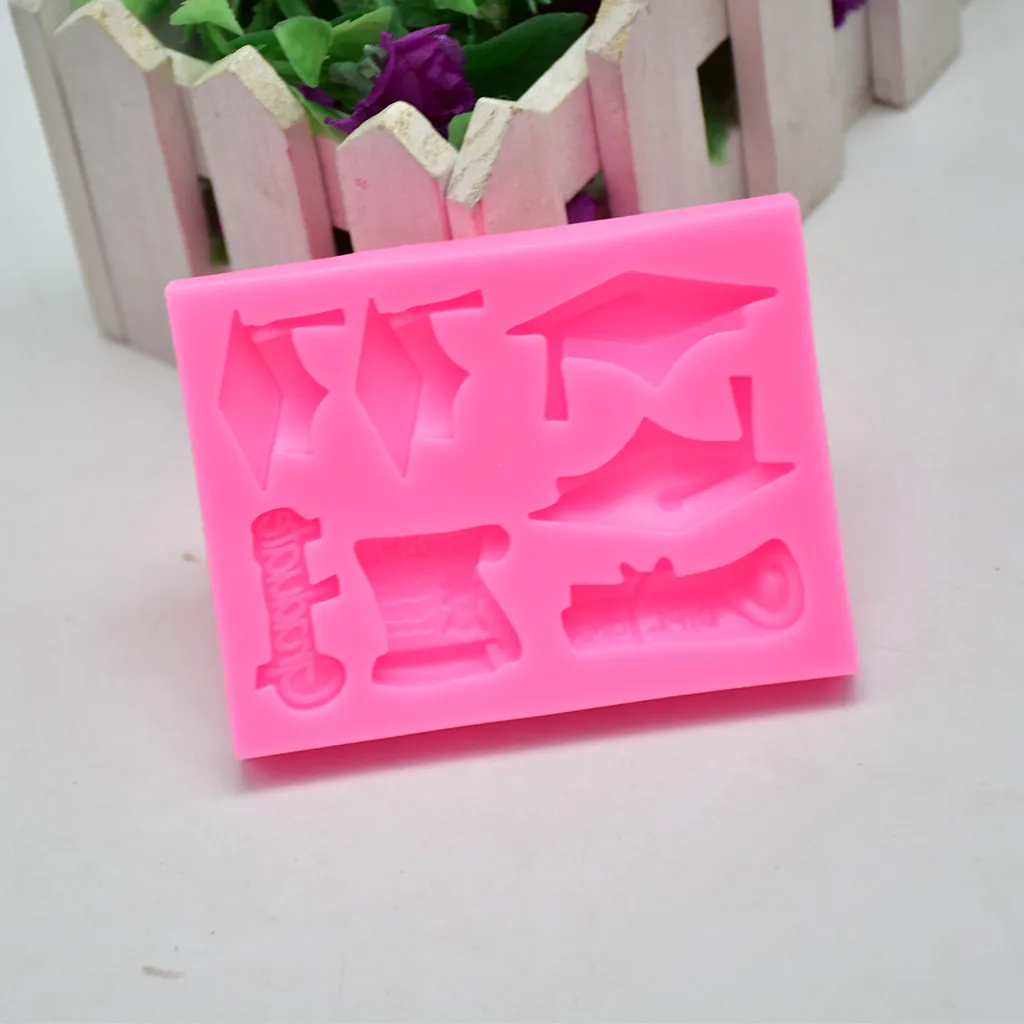 

TENSKE 1PC Graduation Hat Cake Mould Non-toxic Pink Silicone Fondant Mold Cake Decor Chocolate Baking Mould Tool 13.5x19cm JULY1