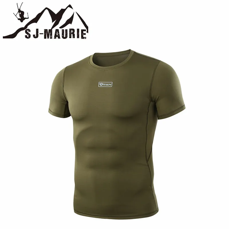 Новинка, дышащая камуфляжная армейская футболка, быстросохнущая спортивная рубашка для бега, охоты, базовые слои, с коротким рукавом, камуфляжные походные рубашки - Цвет: 05