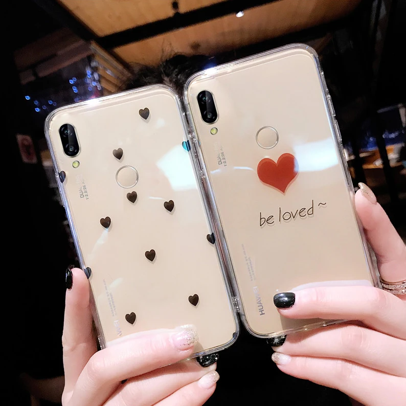 For Huawei P Smart 2019 2018 Case Cover Funda psmart Red Love Heart Transparent Cartoon Phone |