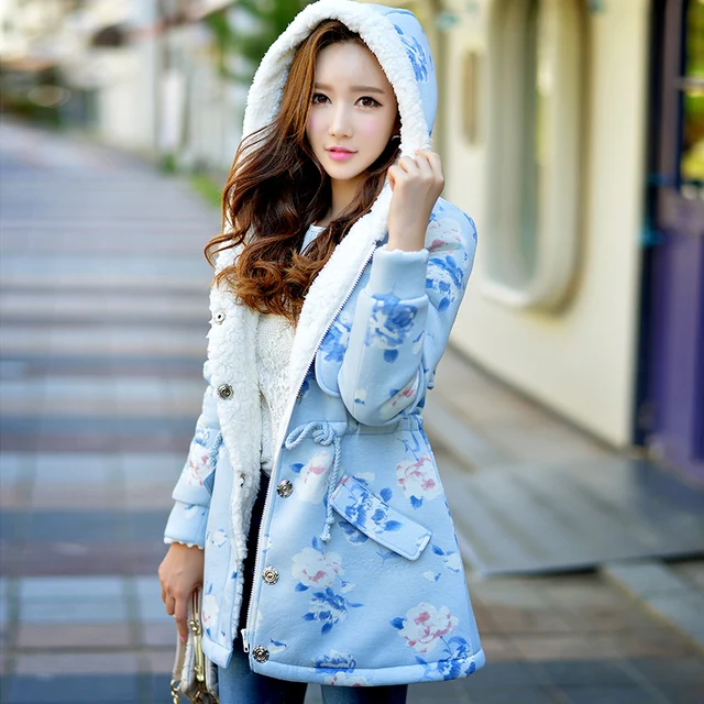 Best price at $124 Cheap Original 2016 Brand Winter Jacket Warm Plus Size Slim Waist Fashion Casual Printed Hooded Parka Women Wholesale