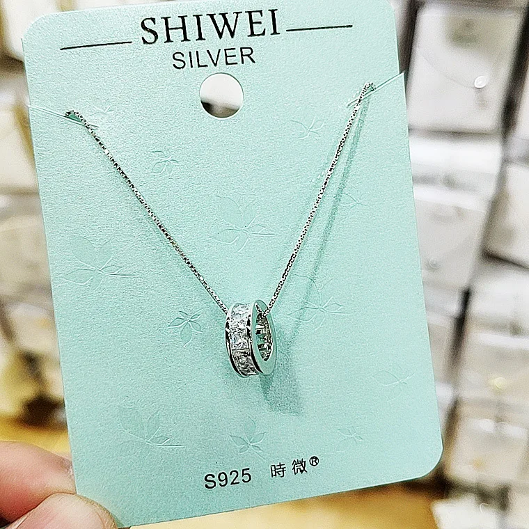 full zircon circle pendant necklace woman 100% 925 Sterling silver nacklace Jewellery Clavicle chain pendant charms gift