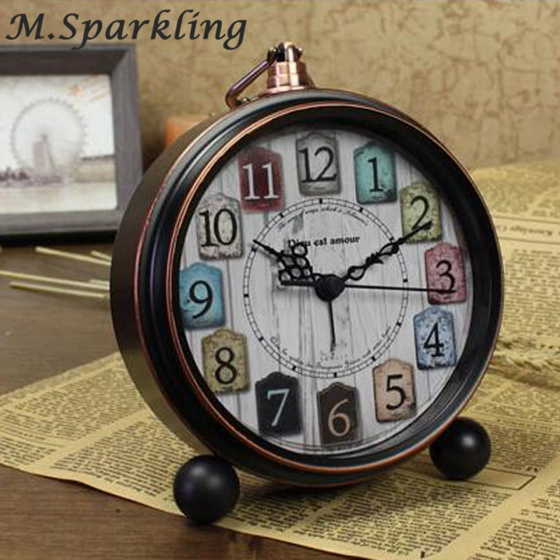 High Grade Vintage Alarm Clock Study Room Desk Table Clock Antique
