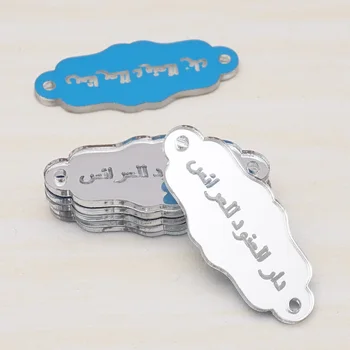

30pcs Custom Mirror Small Tags 4cm Engrave Personalized TEXT Packaging Ideas Wedding Party Decor Favors Guest Gifts With Holes