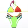 Neon Color Patchwork Micro Bikini Set 1