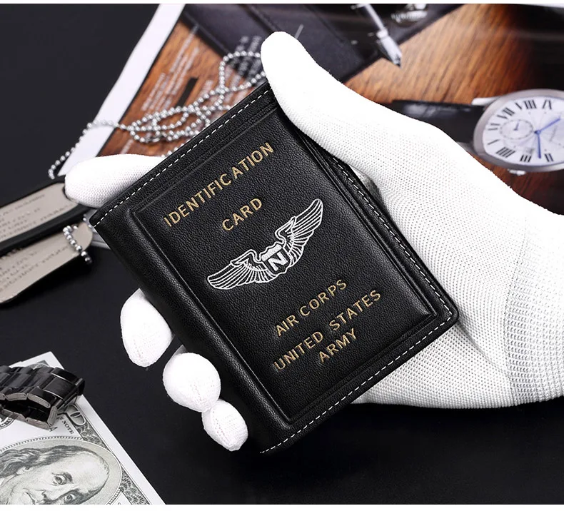 New Army Print Leather-steel Card/ID Holder